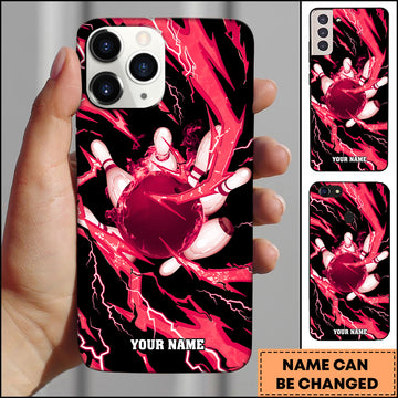 Maxcorners Bowling Lightning Strike Ball Multicolor Personalized Name 3D Phone Case