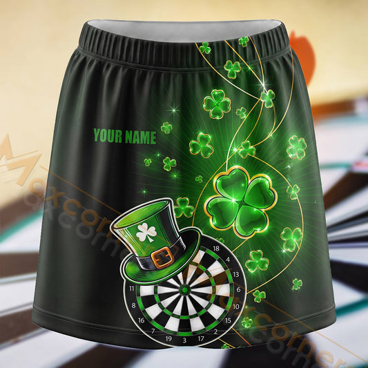 Maxcorners Darts St Patrick Clover Dartboard Personalized 3D Skort, Skirts With Shorts