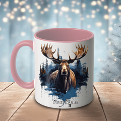 Maxcorners Rustic Wilderness Moose Multicolor Options Personalized Name 3D Ceramic Mug