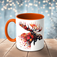 Maxcorners Autumn Leaves Moose Art Multicolor Options 3D Ceramic Mug
