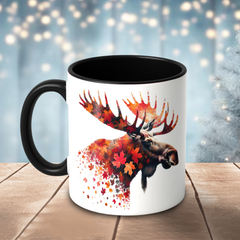 Maxcorners Autumn Leaves Moose Art Multicolor Options 3D Ceramic Mug