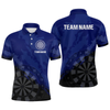 Maxcorners Men’s Custom Darts Team Shirt With Navy Pattern & Black Dartboard, Darts Jersey LM2404