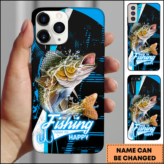 Maxcorners Walleye  Fishing Neon Splash Art Personalized Name 3D Phone Case