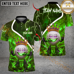 Maxcorners Fire King Golf Polo Customized Name, Team Name 3D Shirts (4 Colors)