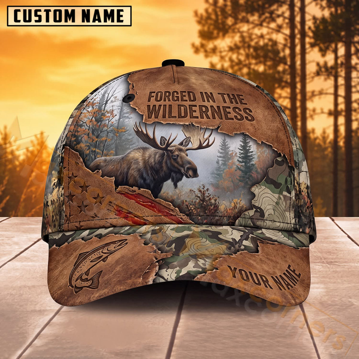 Maxcorners Wildlife Hunting Raised In The Wilderness Personalized Name 3D Cap