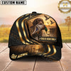 Maxcorners Dog Hunting And Duck Black Gold Curved Stripe Marsh Sunset Scene Multiple Options Personalized Name 3D Cap