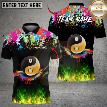 Maxcorners Billiards 8 Ball & 9 Ball Yinyang Cue Paint Splash Personalized Shirt