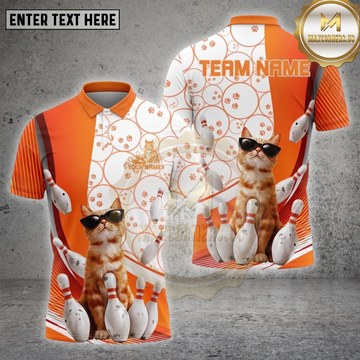 Maxcorners Cat Bowling Shirt Cute Sunglasses Kitten Multiple Options Personalized Name, Team Name 3D Shirt