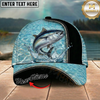Maxcorners Fishing Light Blue Water Texture Black Trim Personalized 3D Cap (12 Fish Species)