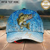 Maxcorners Fishing Light Blue Water Splash Personalized Name 3D Cap (12 Fish Species)