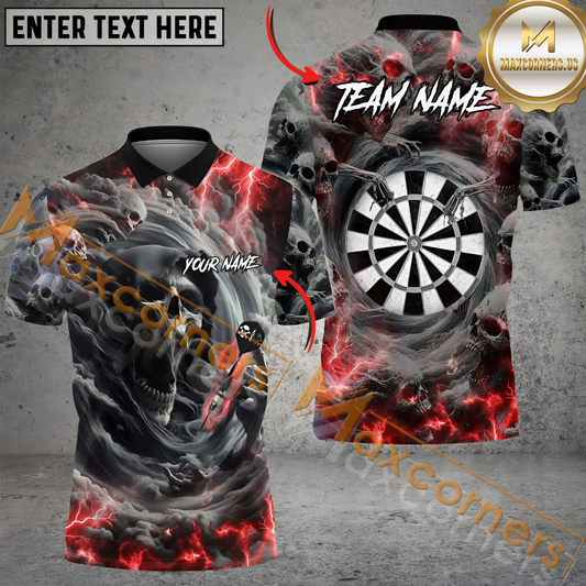 Maxcorners Darts Evil Reaper Tornado Mutilcolor Options Personalized Name, Team Name 3D Polo Shirt