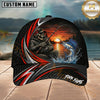 Maxcorners Fishing Skull Angler Red Wave Personalized 3D Cap