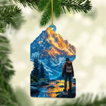 Maxcorners Hiking Scenic Mountain Backpacker Adventure Customized Name 3D Keychain And Ornament