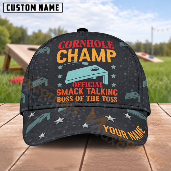 Maxcorners Cornhole Champ Smack Talkin’ Boss Of The Toss Design Personalized Name 3D Cap