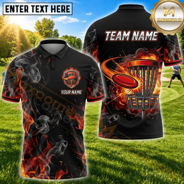 Maxcorners Disc Golf Lava Fire Chain Basket Personalized Name 3D Unisex Shirt