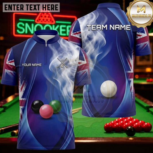 Maxcorners Snooker Royal Blue White Cosmic Smoke Personalized Name 3D Unisex Shirt