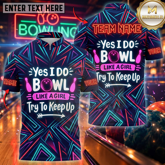 Maxcorners Bowling Yes I Do Bowl Lucky To Keep Up Funny Quote Personalized Name 3D Unisex Shirt