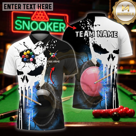 Maxcorners Pool Game Shirts Winged Skull Smoke Art Customized Name 3D Shirt
