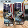 Maxcorners Fishing Tumbler Vertical American Flag Landscape Design Personalized Name Tumbler (13 Species)