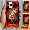 Maxcorner Fishing Fire Flame Background Personalized Name 3D Phone Case (10 Fish Species)