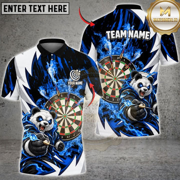 Maxcorners Darts Cute Panda Fighting Mascot Dartboard Lightning Texture Graphic Multicolor Customized Name, Team Name 3D Shirts