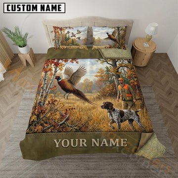 Maxcorners Pheasant Hunting Autumn Tree Pointer Dog Bedding Set 3D Print Custom Name