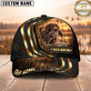 Maxcorners Dog Hunting And Duck Black Gold Curved Stripe Marsh Sunset Scene Multiple Options Personalized Name 3D Cap