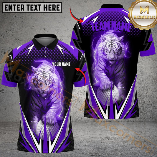 Maxcorners Golf Thunder White Tiger Personalized Name, Team Name 3D Shirt (6 Colors)