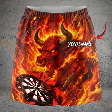 Maxcorners Darts Flaming Red Bull Dartboard Personalized 3D Skirts With Shorts