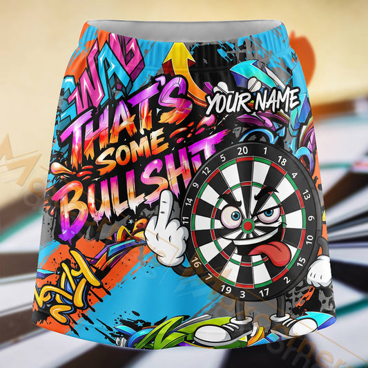 Maxcorners Darts Blue Orange Comic Bullseye Graffiti Personalized 3D Skort, Skirts With Shorts
