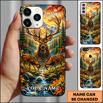 Maxcorners Hunting Autumn Mountain Deer Creek Personalized 3D Phone Case
