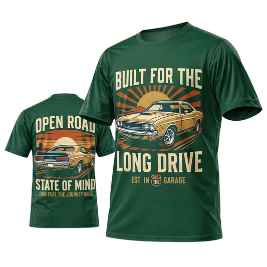 (9 Colors) Maxcorners Personalized Car Classic Muscle Car 3D T-Shirt - Teal Built for the Long Drive Vintage Muscle Car
