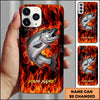 Maxcorner Fishing Fire Flame Background Personalized Name 3D Phone Case (10 Fish Species)