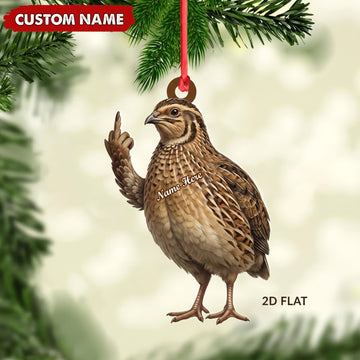 Maxcorners Quail Hunting Middle Finger Gesture Funny Quail Hunter Gift Customized Name 3D Keychain And Ornament