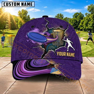 Maxcorners Disc Golf Purple Cosmic Flying Disc Personalized Name 3D Cap