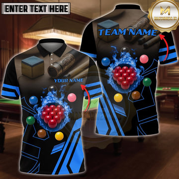 Maxcorners Snooker Black Electric Blue Cyber Geometric Personalized Name 3D Unisex Shirt