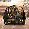 Maxcorners Dog Hunting And Duck Black Gold Curved Stripe Marsh Sunset Scene Multiple Options Personalized Name 3D Cap