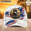 Maxcorners Dog Hunting And Duck White American Flag Hunting Dog Badge Personalized Name 3D Cap