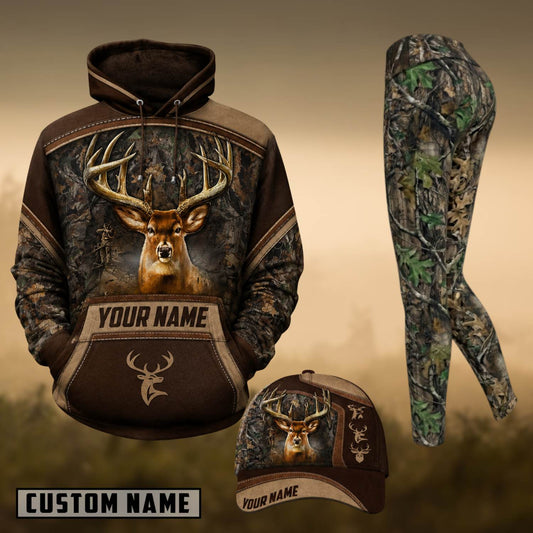 Maxcorners Hunting Buck Deer Brown Forest Camo Personalized 3D Shirts