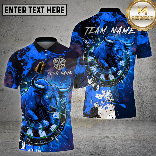 Maxcorners Dart Bull Rage Fiery Dartboard Multicolor Options Personalized Name, Team Name 3D Shirt (4 Colors)