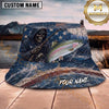 Maxcorners Fishing Dark Lightning Fishing Illustration with Dramatic Effect Personalized Name 3D Bucket Hat (13 Fish Species)