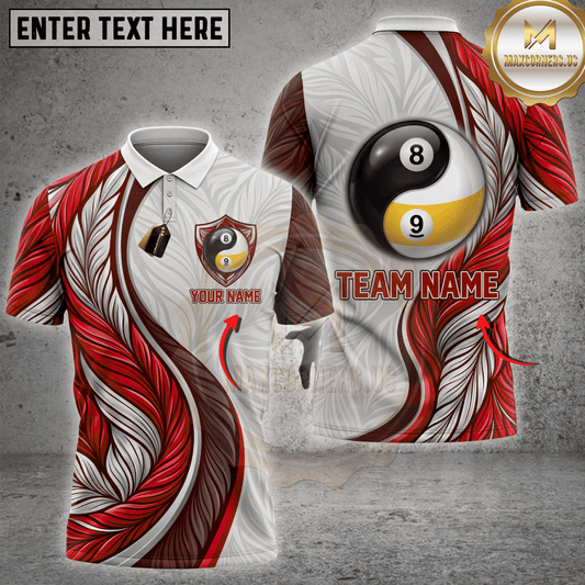 Maxcorners Yin Yang Eight Ball Dynamic Swirl Pool Jersey Multicolor Customized Name, Team Name 3D Shirts