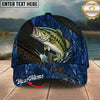 Maxcorners Catfish Blue Camo Splash Personalized Name 3D Cap (12 Fish Species)