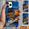 Maxcorners Fishing Phone Case Fishing And Beer American Flag Personalized Name 3D Phone Case (10 Fish Species)