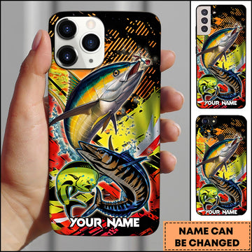 Maxcorners Tuna Fishing Multi Fish Fire Splash Art Personalized Name 3D Phone Case