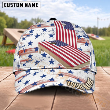 Maxcorners Cornhole American Flag Board Design Personalized Name 3D Cap