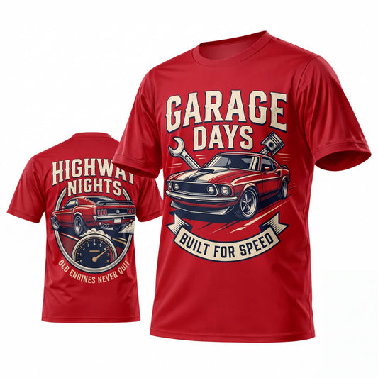 Maxcorners Personalized Car Classic Muscle Car 3D T-Shirt – Red Garage Days Vintage Blue Muscle Car