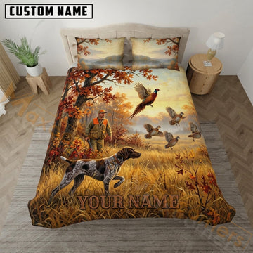 Maxcorners Pheasant Hunting Fall Harvest Field Bedding Set 3D Print Custom Name