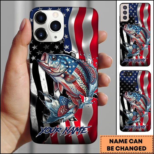 Maxcorners Fishing Phone Case Patriotic Style Personalized Name Phone Case (8 Fish Species)