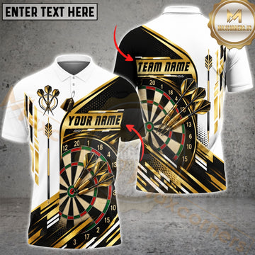 Maxcorners Darts & Premium Dartboard Gold Stripe Graphic Customized Name, Team Name 3D Shirts